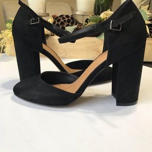 ASOS black suede chunk heel